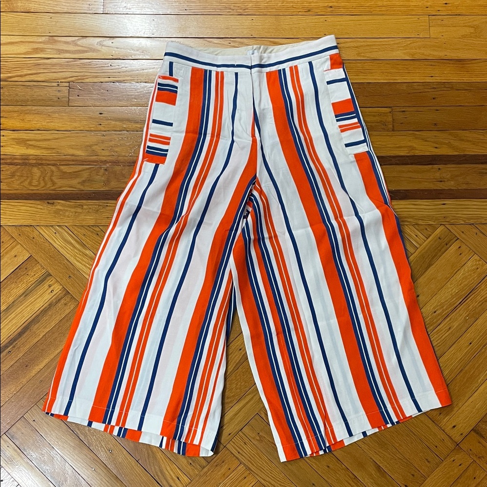 Manuel Ritz Striped Women's Bottoms in Orange, White, and Blue Size Small